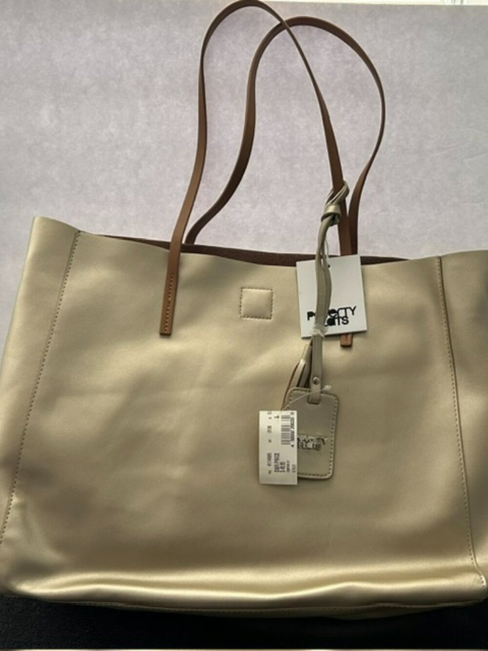 NWT Rian Poverty Flats Faux Leather Tote Bag with Interior Pouch